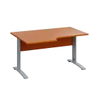 LKR 28 - 146 stůl kancelářský, rohový, levý, kovová podnož stříbrná, deska 25 mm, široký 1400 mm, tř