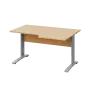 LKR 28 - 146 stůl kancelářský, rohový, pravý, kovová podnož stříbrná, deska 25 mm, široký 1400 mm, javor horský