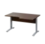 LKR 28 - 146 stůl kancelářský, rohový, pravý, kovová podnož stříbrná, deska 25 mm, široký 1400 mm, ořech královský