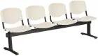 VINCENZA - 4, plastová lavice do čekárny, 4-sedák, krémová, kostra černá
