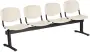 VINCENZA - 4, plastová lavice do čekárny, 4-sedák, krémová, kostra černá