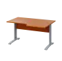 LKR 28 - 146 stůl kancelářský, rohový, pravý, kovová podnož stříbrná, deska 25 mm, široký 1400 mm, třešeň šumavská