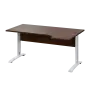 LKR 28 - 164 stůl kancelářský, rohový, pravý, kovová podnož bílá, deska 25 mm, široký 1600 mm, ořech královský