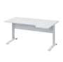 LKR 28 - 164 stůl kancelářský, rohový, pravý, kovová podnož bílá, deska 25 mm, široký 1600 mm, bílá