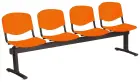VINCENZA - 4, plastová lavice do čekárny, 4-sedák, oranžová, kostra černá