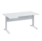 LKR 28 - 164 stůl kancelářský, rohový, levý, kovová podnož bílá, deska 25 mm, široký 1600 mm, bílá