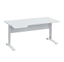 LKR 28 - 164 stůl kancelářský, rohový, levý, kovová podnož bílá, deska 25 mm, široký 1600 mm, bílá