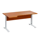 LKR 28 - 164 stůl kancelářský, rohový, levý, kovová podnož bílá, deska 25 mm, široký 1600 mm, třešeň