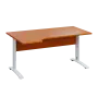 LKR 28 - 164 stůl kancelářský, rohový, levý, kovová podnož bílá, deska 25 mm, široký 1600 mm, třešeň šumavská