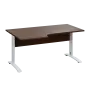 LKR 28 - 166 stůl kancelářský, rohový, levý, kovová podnož bílá, deska 25 mm, široký 1600 mm, ořech královský