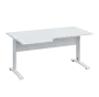 LKR 28 - 166 stůl kancelářský, rohový, levý, kovová podnož bílá, deska 25 mm, široký 1600 mm, bílá