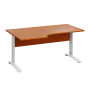 LKR 28 - 166 stůl kancelářský, rohový, levý, kovová podnož bílá, deska 25 mm, široký 1600 mm, třešeň šumavská