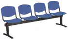 VINCENZA - 4, plastová lavice do čekárny, 4-sedák, světle modrá, kostra černá