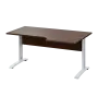 LKR 28 - 166 stůl kancelářský, rohový, pravý, kovová podnož bílá, deska 25 mm, široký 1600 mm, ořech královský