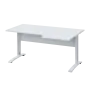 LKR 28 - 166 stůl kancelářský, rohový, pravý, kovová podnož bílá, deska 25 mm, široký 1600 mm, bílá