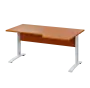 LKR 28 - 166 stůl kancelářský, rohový, pravý, kovová podnož bílá, deska 25 mm, široký 1600 mm, třešeň šumavská