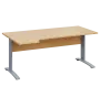 LKR 28 - 184 stůl kancelářský, rohový, levý, kovová podnož stříbrná, deska 25 mm, široký 1800 mm, javor horský