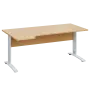 LKR 28 - 184 stůl kancelářský, rohový, levý, kovová podnož bílá, deska 25 mm, široký 1800 mm, javor horský
