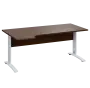 LKR 28 - 184 stůl kancelářský, rohový, levý, kovová podnož bílá, deska 25 mm, široký 1800 mm, ořech královský