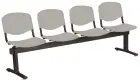 VINCENZA - 4, plastová lavice do čekárny, 4-sedák, šedá, kostra černá
