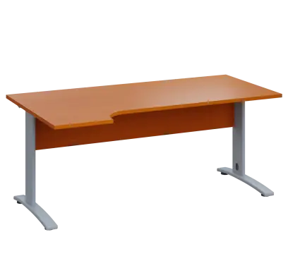 LKR 28 - 184 stůl kancelářský, rohový, levý, kovová podnož stříbrná, deska 25 mm, široký 1800 mm, třešeň šumavská