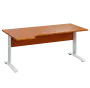 LKR 28 - 184 stůl kancelářský, rohový, levý, kovová podnož bílá, deska 25 mm, široký 1800 mm, třešeň šumavská