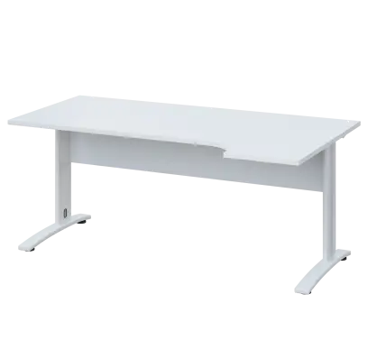 LKR 28 - 184 stůl kancelářský, rohový, pravý, kovová podnož bílá, deska 25 mm, široký 1800 mm, bílá
