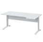 LKR 28 - 184 stůl kancelářský, rohový, pravý, kovová podnož bílá, deska 25 mm, široký 1800 mm, bílá