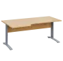 LKR 28 - 186 stůl kancelářský, rohový, levý, kovová podnož stříbrná, deska 25 mm, široký 1800 mm, javor horský