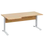 LKR 28 - 186 stůl kancelářský, rohový, levý, kovová podnož bílá, deska 25 mm, široký 1800 mm, javor horský