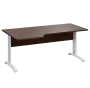 LKR 28 - 186 stůl kancelářský, rohový, levý, kovová podnož bílá, deska 25 mm, široký 1800 mm, ořech královský