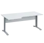 LKR 28 - 186 stůl kancelářský, rohový, levý, kovová podnož stříbrná, deska 25 mm, široký 1800 mm, bílá