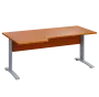 LKR 28 - 186 stůl kancelářský, rohový, levý, kovová podnož stříbrná, deska 25 mm, široký 1800 mm, třešeň šumavská