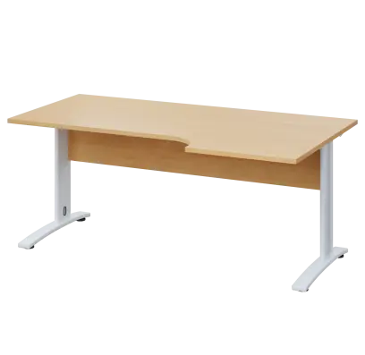 LKR 28 - 186 stůl kancelářský, rohový, pravý, kovová podnož bílá, deska 25 mm, široký 1800 mm, javor horský
