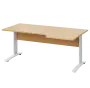 LKR 28 - 186 stůl kancelářský, rohový, pravý, kovová podnož bílá, deska 25 mm, široký 1800 mm, javor horský