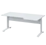 LKR 28 - 186 stůl kancelářský, rohový, pravý, kovová podnož bílá, deska 25 mm, široký 1800 mm, bílá