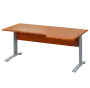 LKR 28 - 186 stůl kancelářský, rohový, pravý, kovová podnož stříbrná, deska 25 mm, široký 1800 mm, třešeň šumavská