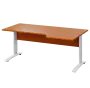 LKR 28 - 186 stůl kancelářský, rohový, pravý, kovová podnož bílá, deska 25 mm, široký 1800 mm, třešeň šumavská