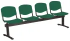 VINCENZA - 4, plastová lavice do čekárny, 4-sedák, zelená, kostra černá