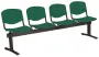 VINCENZA - 4, plastová lavice do čekárny, 4-sedák, zelená, kostra černá