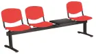 VINCENZA - 4 S, plastová lavice do čekárny, 3-sedák, stolek, červená, kostra černá