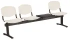 VINCENZA - 4 S, plastová lavice do čekárny, 3-sedák, stolek, krémová, kostra černá