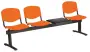 VINCENZA - 4 S, plastová lavice do čekárny, 3-sedák, stolek, oranžová, kostra černá