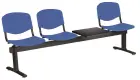 VINCENZA - 4 S, plastová lavice do čekárny, 3-sedák, stolek, světle modrá, kostra černá