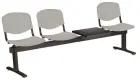 VINCENZA - 4 S, plastová lavice do čekárny, 3-sedák, stolek, šedá , kostra černá