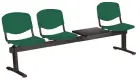 VINCENZA - 4 S, plastová lavice do čekárny, 3-sedák, stolek, zelená, kostra černá
