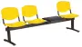 VINCENZA - 4 S, plastová lavice do čekárny, 3-sedák, stolek, žlutá, kostra černá