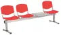 VINCENZA - 4 S, plastová lavice do čekárny, 3-sedák, stolek, červená, kostra stříbrná