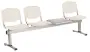 VINCENZA - 4 S, plastová lavice do čekárny, 3-sedák, stolek, krémová, kostra stříbrná