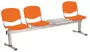 VINCENZA - 4 S, plastová lavice do čekárny, 3-sedák, stolek, oranžová, kostra stříbrná